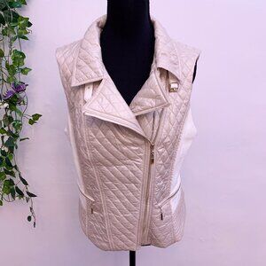White House Black Market Puffer Vest Cream White Medium